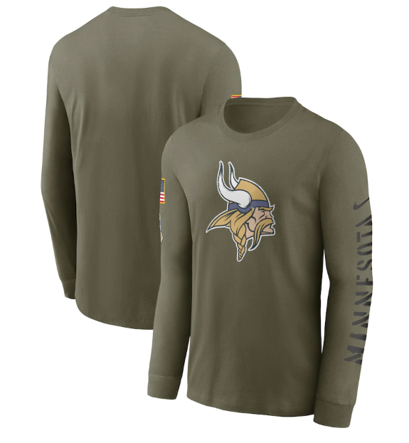 Men's Minnesota Vikings Olive 2022 Salute to Service Long Sleeve T-Shirt